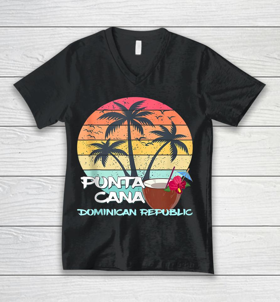 Punta Cana Palms Coconut Island Caribbean Dominican Republic Unisex V-Neck T-Shirt