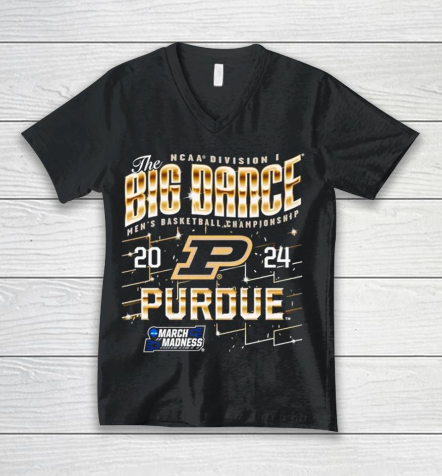 Purdue Boilermakers 2024 Ncaa Division I The Big Dance Men’s Basketball Championship Unisex V-Neck T-Shirt