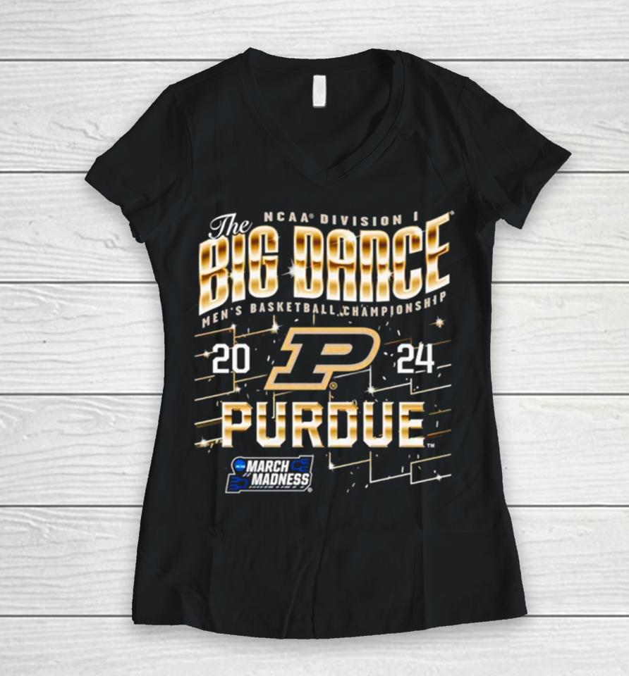 Purdue Boilermakers 2024 Ncaa Division I The Big Dance Men’s Basketball Championship Women V-Neck T-Shirt