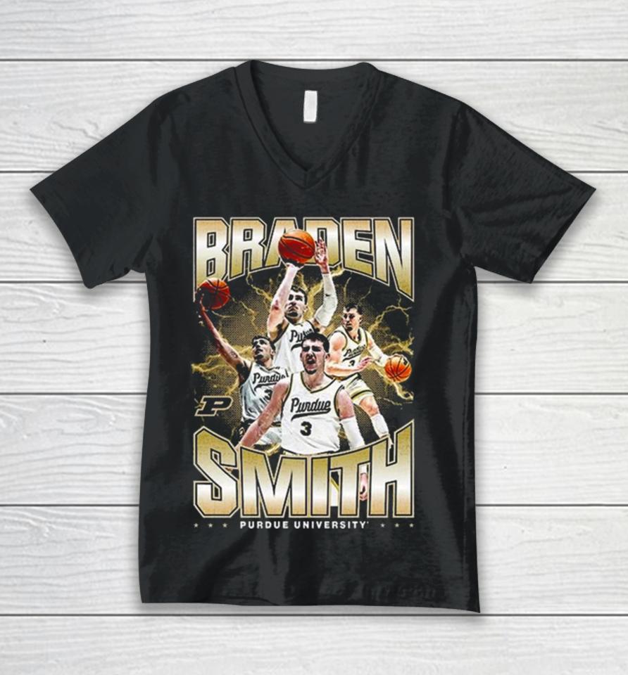 Purdue Boilermakers 2024 Ncaa Men’s Basketball Braden Smith 2023 – 2024 Post Season Unisex V-Neck T-Shirt