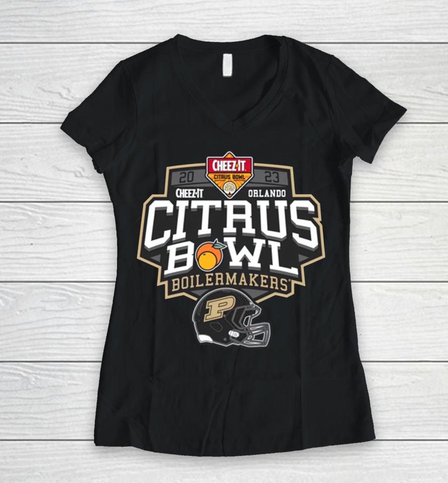Purdue Citrus Bowl Boilermekers 2023 Black Shirt Frame Fcs Merch Women V-Neck T-Shirt