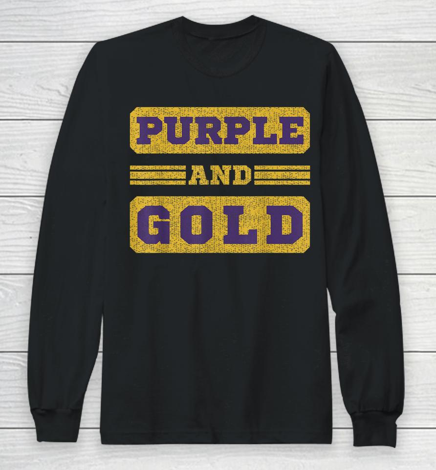 Purple And Gold Football Game Day Long Sleeve T-Shirt