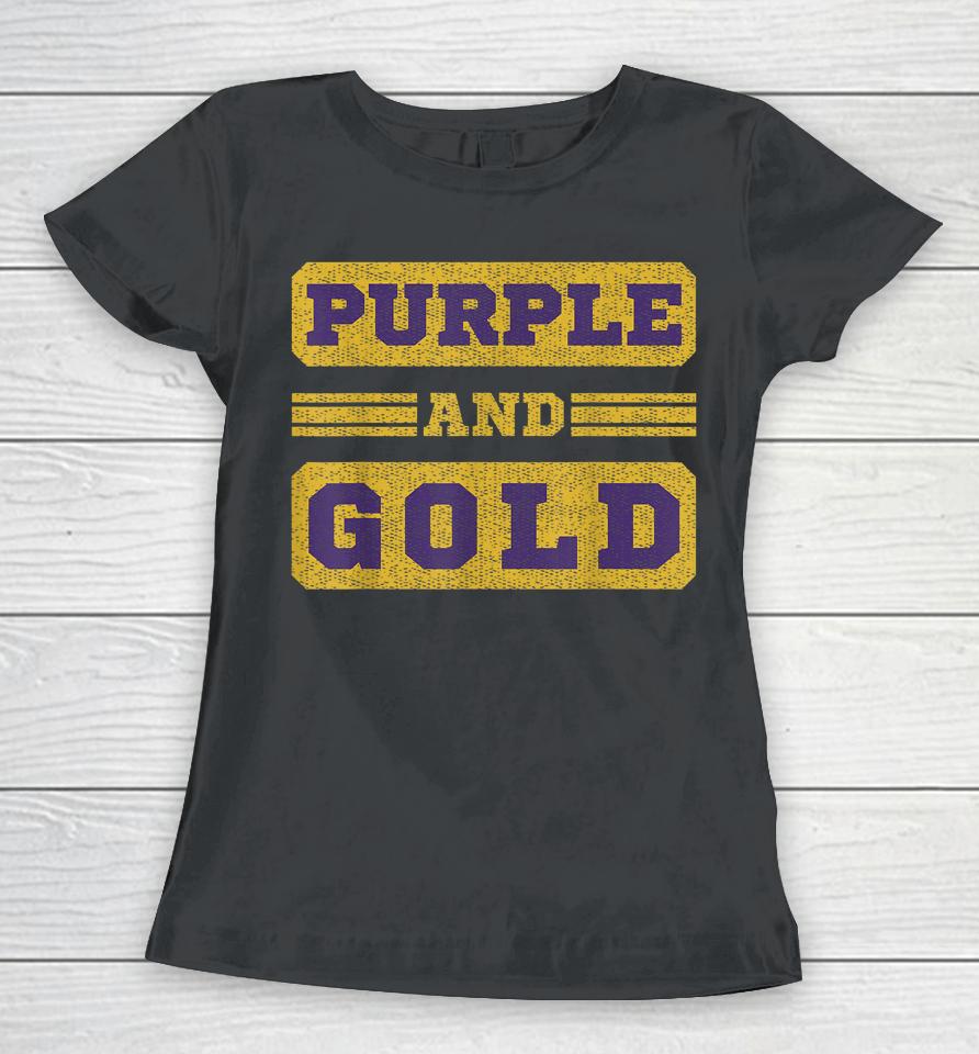 Purple And Gold Football Game Day Women T-Shirt