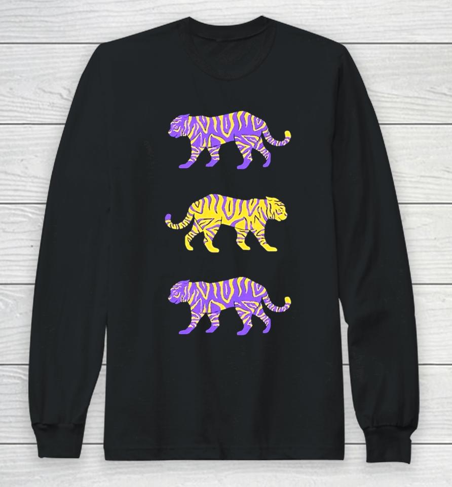 Purple And Gold Tigers Long Sleeve T-Shirt