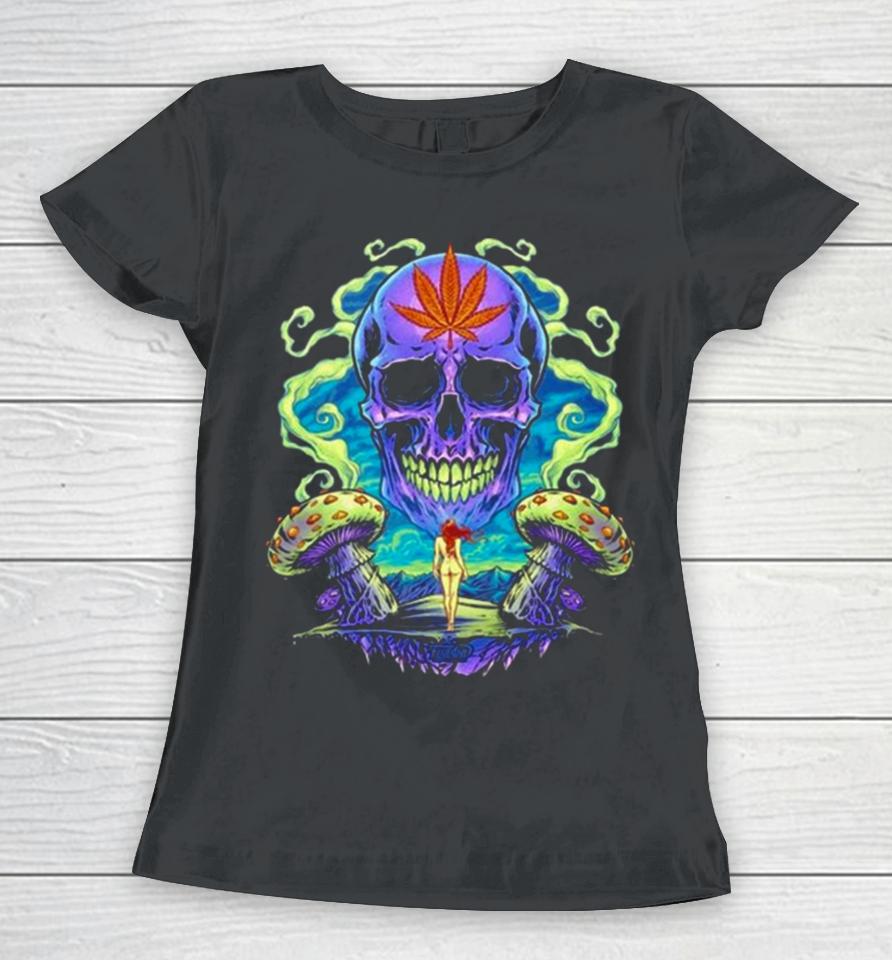 Purple Cannabis Skull Women T-Shirt