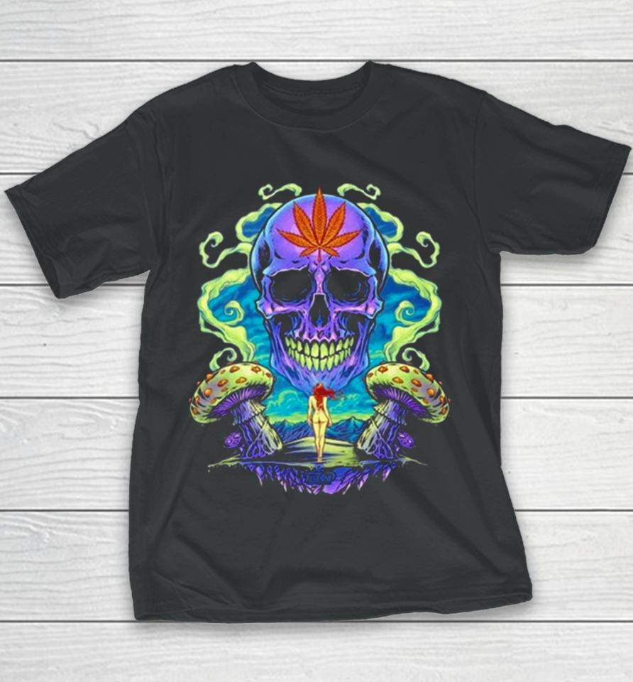 Purple Cannabis Skull Youth T-Shirt