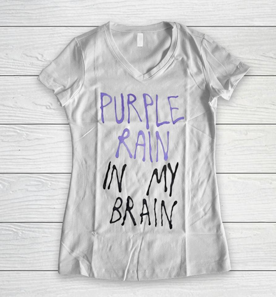 Purple Rain In My Brain Women V-Neck T-Shirt