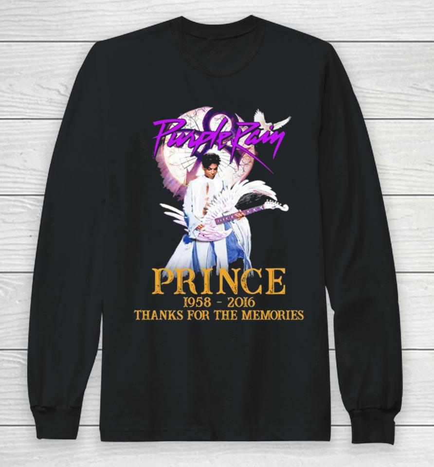 Purple Rain Prince 1958 To 2016 Thank You For The Memories Long Sleeve T-Shirt