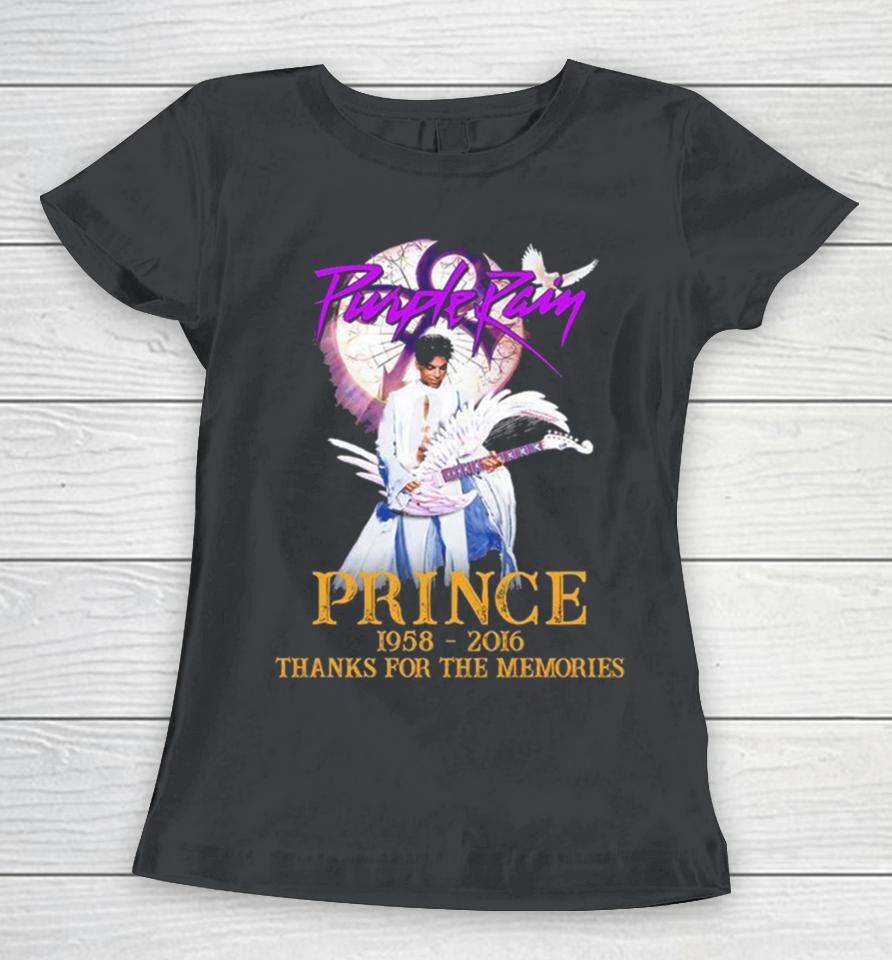 Purple Rain Prince 1958 To 2016 Thank You For The Memories Women T-Shirt