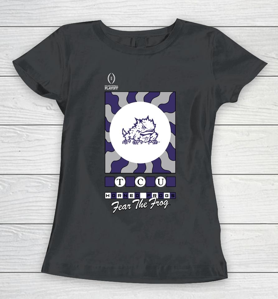 Purple Tcu Horned Frogs Fear The Frog College Football Playoff Media Night Women T-Shirt