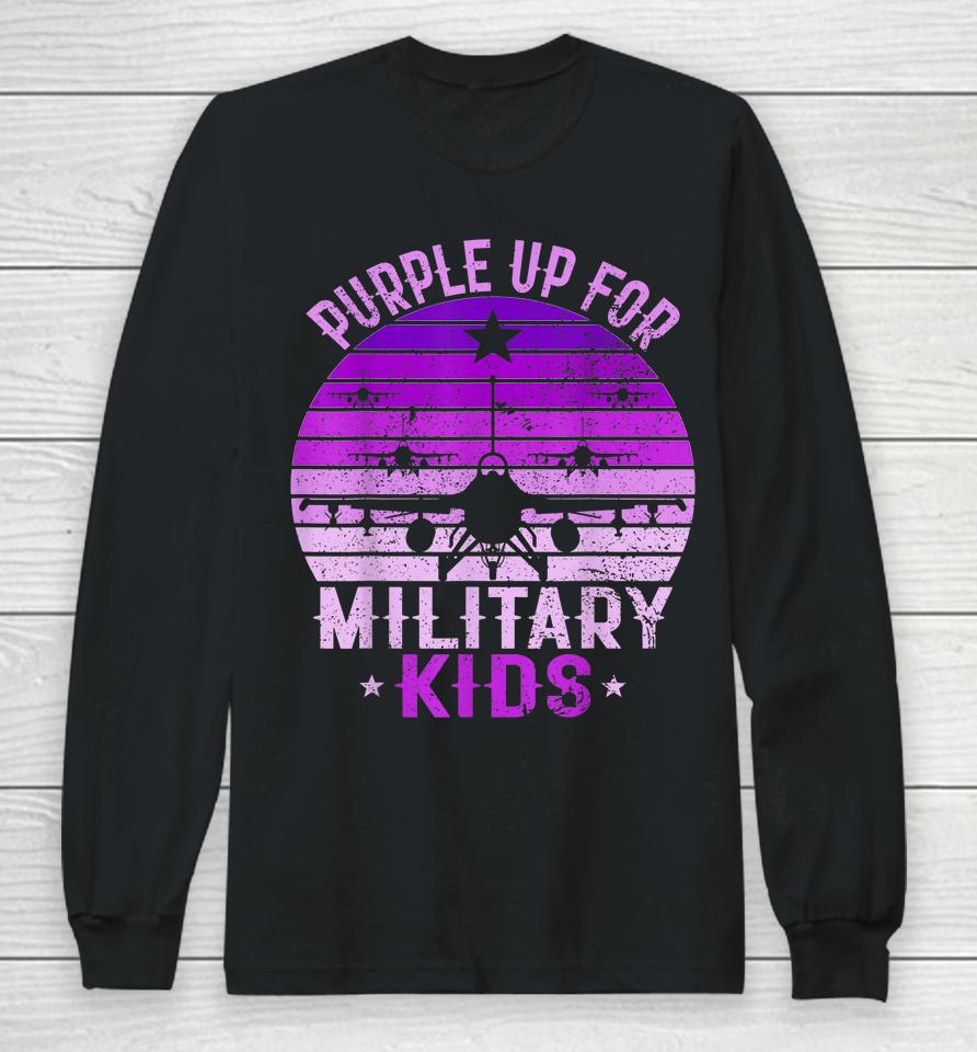 Purple Up For Military Kids Military Child Month 2023 Kids Long Sleeve T-Shirt