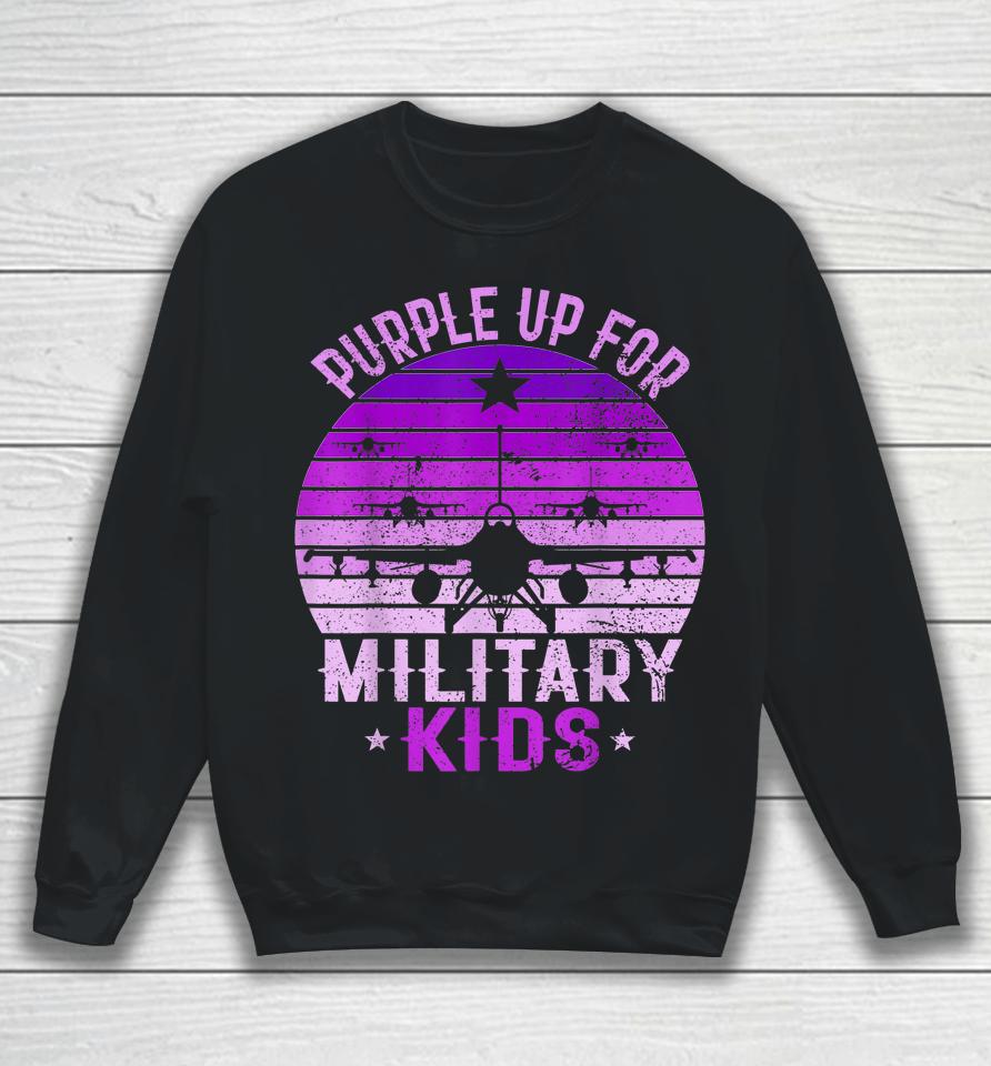 Purple Up For Military Kids Military Child Month 2023 Kids Sweatshirt