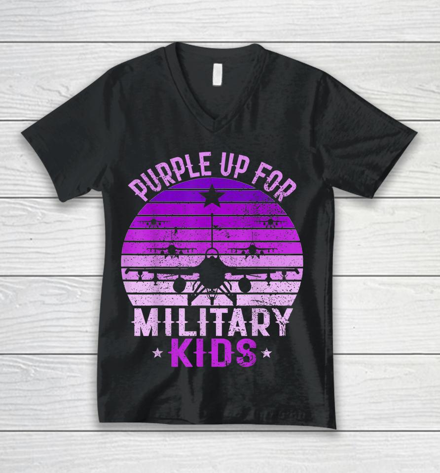 Purple Up For Military Kids Military Child Month 2023 Kids Unisex V-Neck T-Shirt