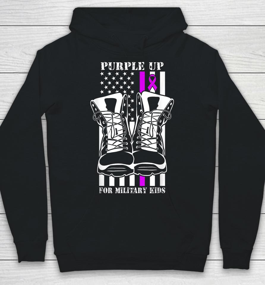 Purple Up For Military Kids Military Child Month Usa Flag Hoodie