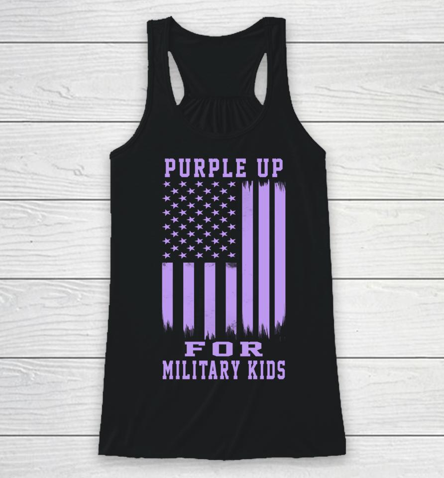 Purple Up For Military Kids Month Military Army Soldier Kids Racerback Tank