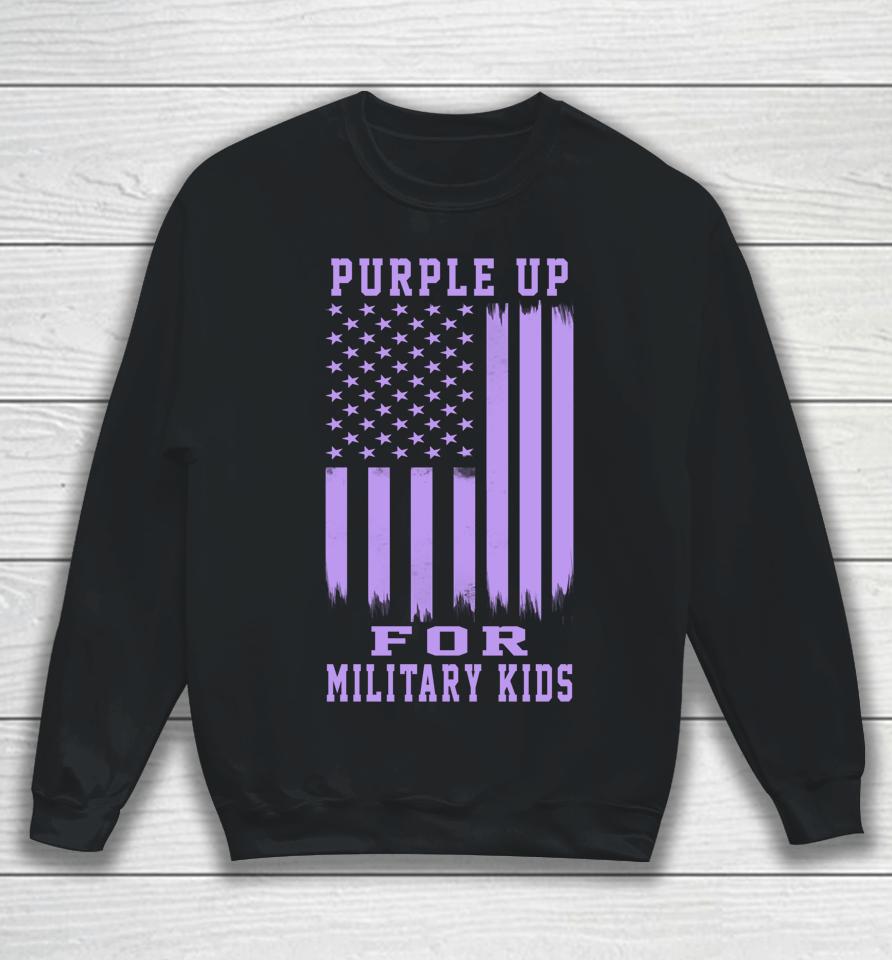 Purple Up For Military Kids Month Military Army Soldier Kids Sweatshirt