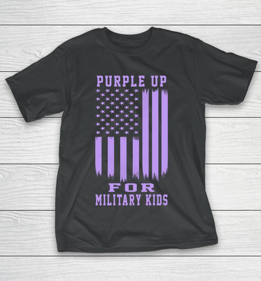 Purple Up For Military Kids Month Military Army Soldier Kids T-Shirt