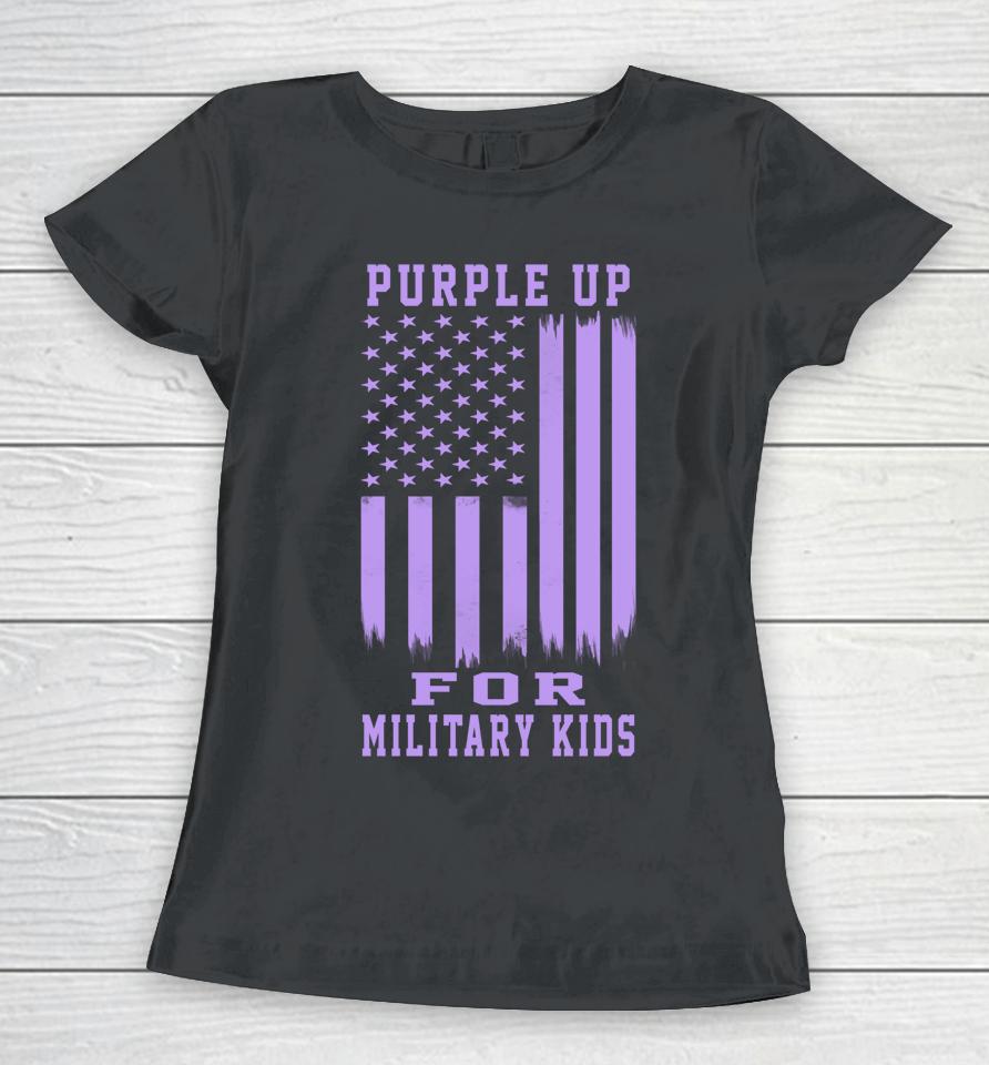 Purple Up For Military Kids Month Military Army Soldier Kids Women T-Shirt