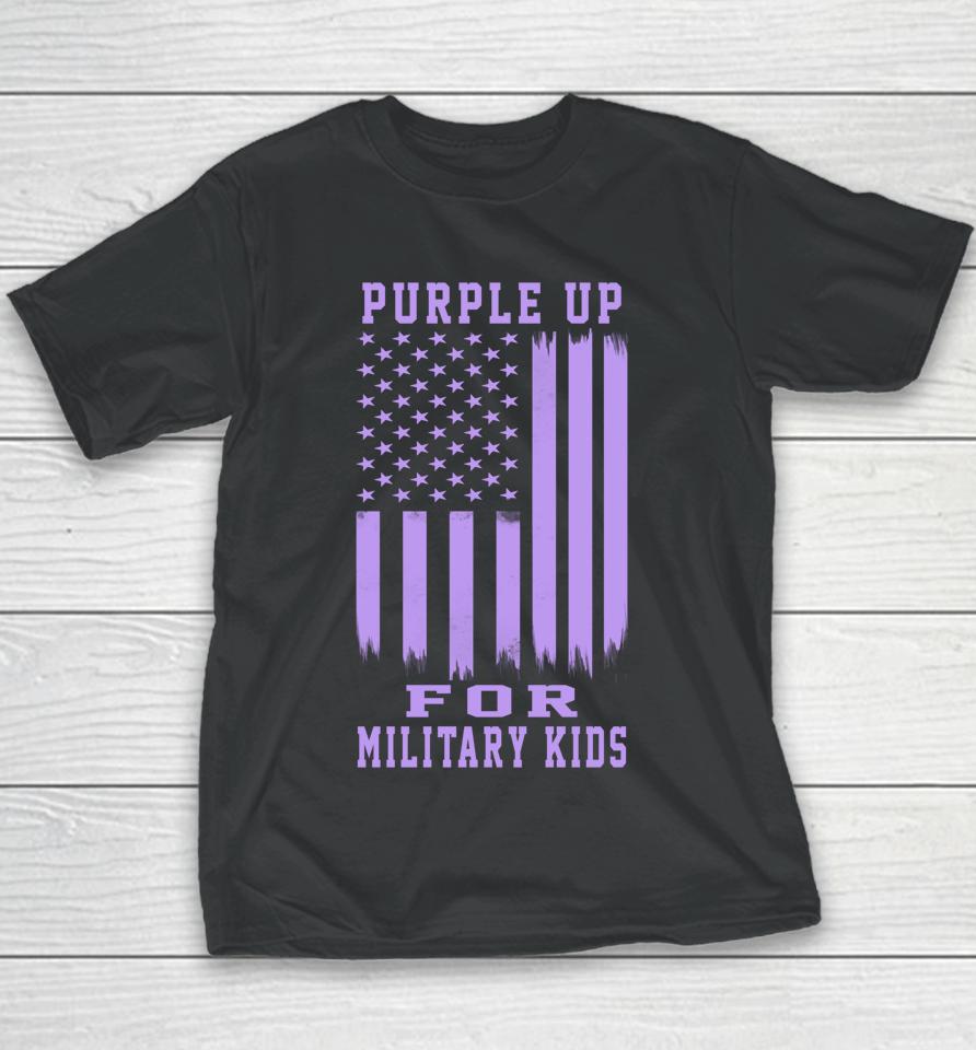 Purple Up For Military Kids Month Military Army Soldier Kids Youth T-Shirt
