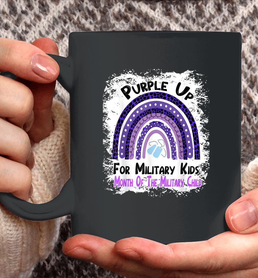Purple Up For Military Kids Month Military Rainbow Leopard Coffee Mug