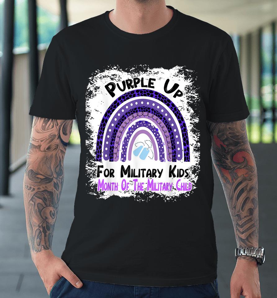 Purple Up For Military Kids Month Military Rainbow Leopard Premium T-Shirt