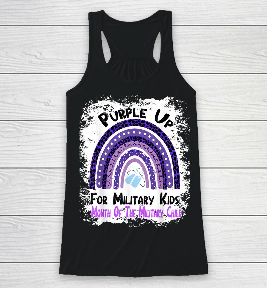 Purple Up For Military Kids Month Military Rainbow Leopard Racerback Tank