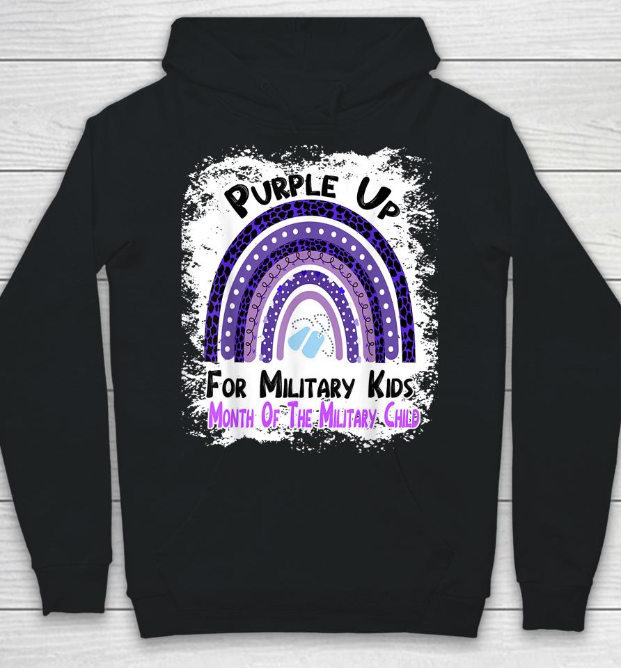 Purple Up For Military Kids Month Military Rainbow Leopard Hoodie