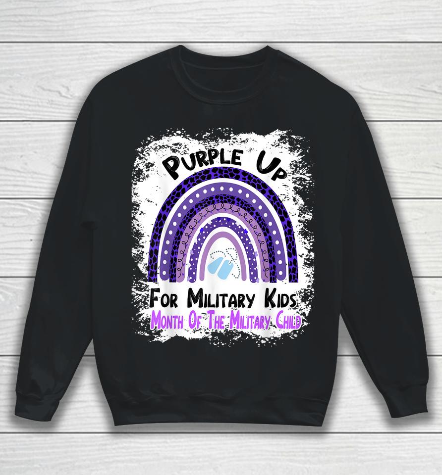 Purple Up For Military Kids Month Military Rainbow Leopard Sweatshirt