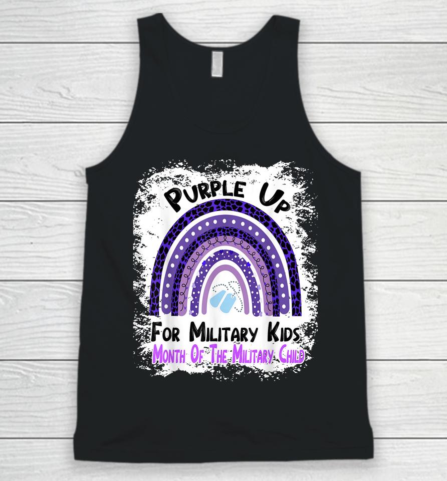 Purple Up For Military Kids Month Military Rainbow Leopard Unisex Tank Top