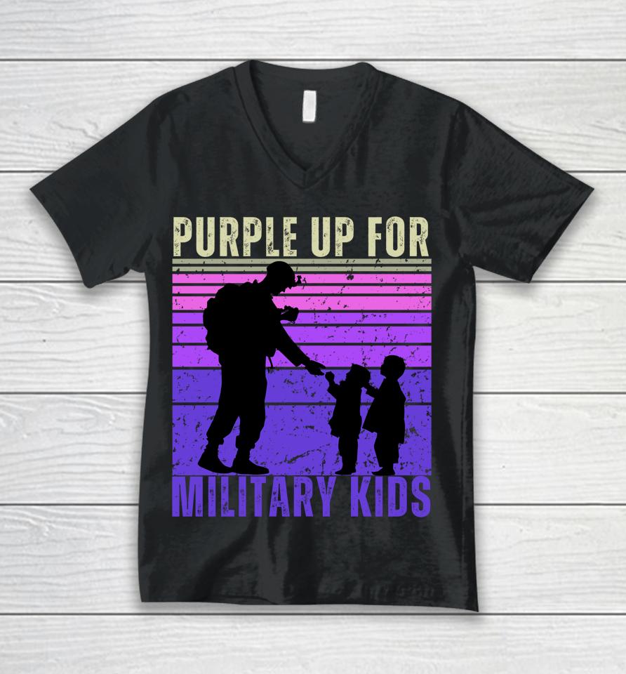 Purple Up For Military Kids Month Of The Military Child Unisex V-Neck T-Shirt