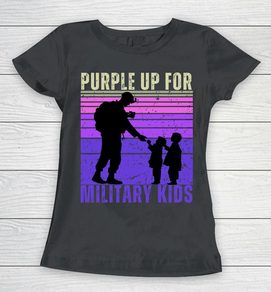Purple Up For Military Kids Month Of The Military Child Women T-Shirt