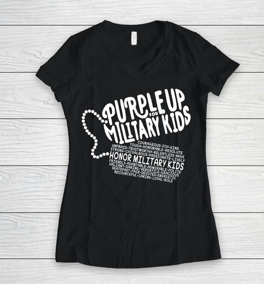 Purple Up For Military Kids Month Of The Military Child Women V-Neck T-Shirt