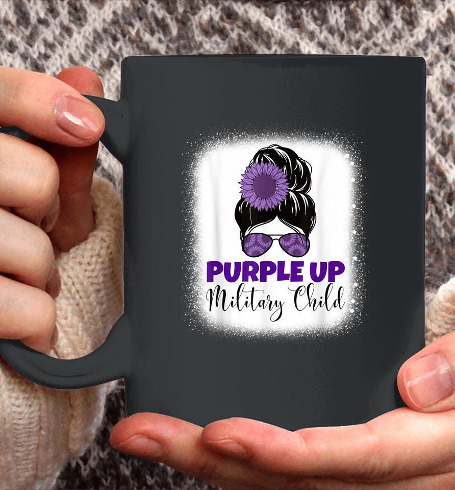 Purple Up Military Child Month For Military Kids Messy Bun Coffee Mug