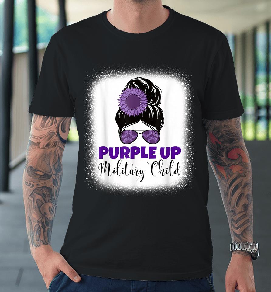 Purple Up Military Child Month For Military Kids Messy Bun Premium T-Shirt