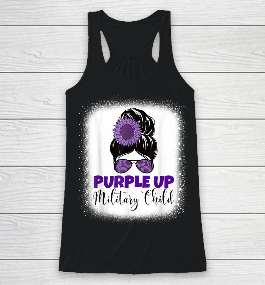 Purple Up Military Child Month For Military Kids Messy Bun Racerback Tank