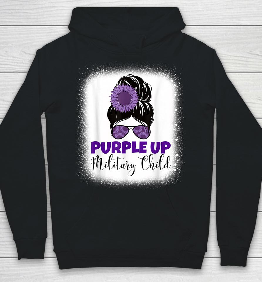 Purple Up Military Child Month For Military Kids Messy Bun Hoodie
