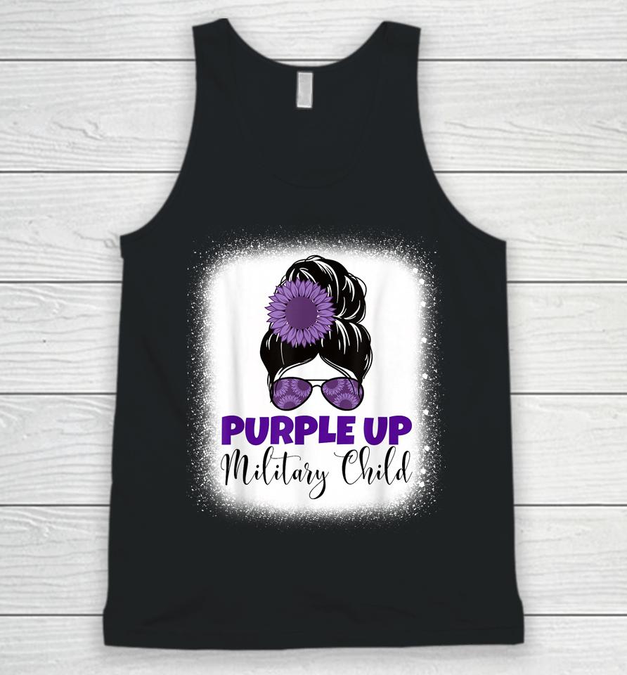 Purple Up Military Child Month For Military Kids Messy Bun Unisex Tank Top