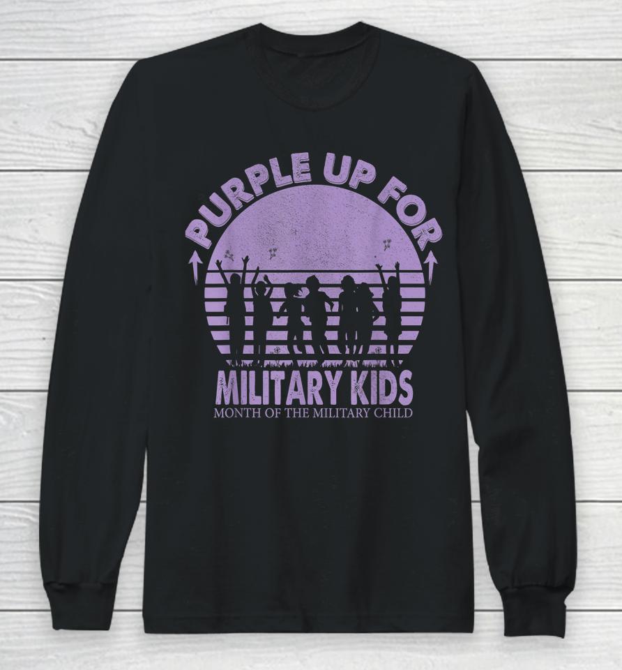 Purple Up Military Kids Month Of The Military Boys Girls Long Sleeve T-Shirt