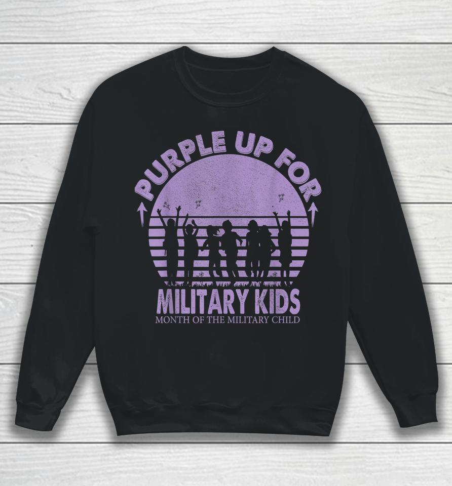 Purple Up Military Kids Month Of The Military Boys Girls Sweatshirt