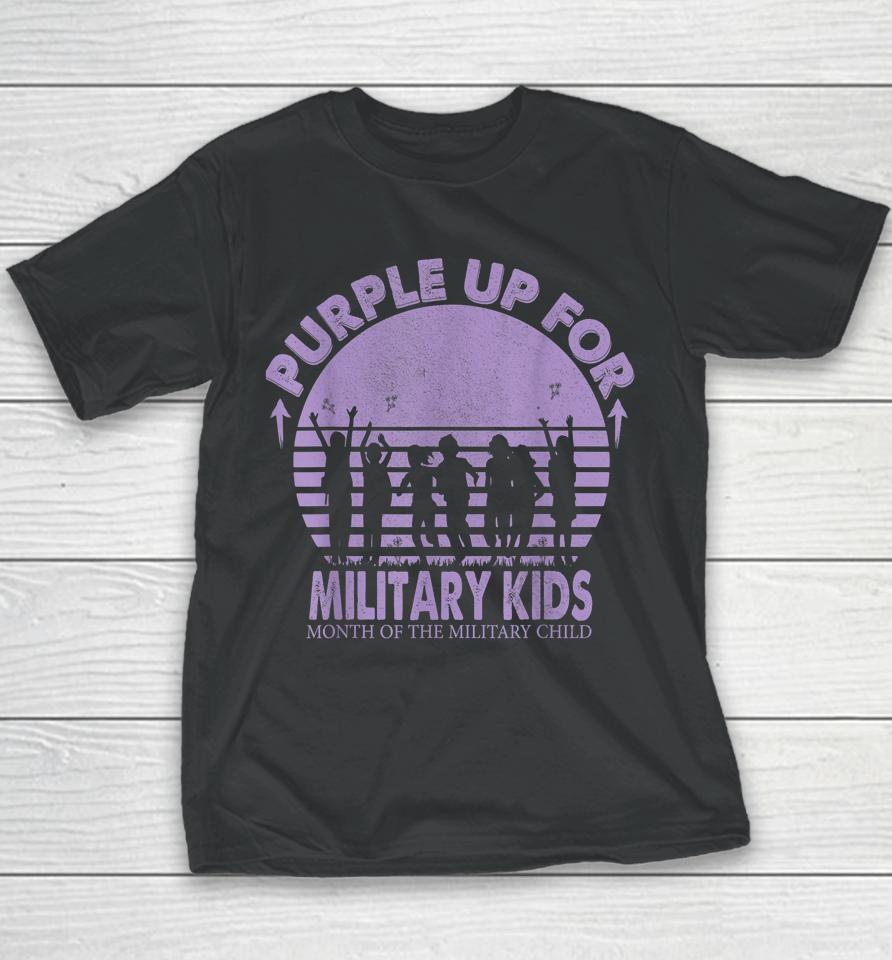 Purple Up Military Kids Month Of The Military Boys Girls Youth T-Shirt