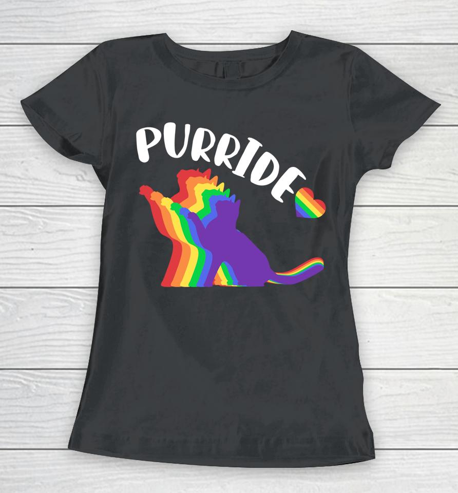 Purride Shirt Gay Pride Cat Shirt Pride Cat Shirt Cat Lgbtq Women T-Shirt