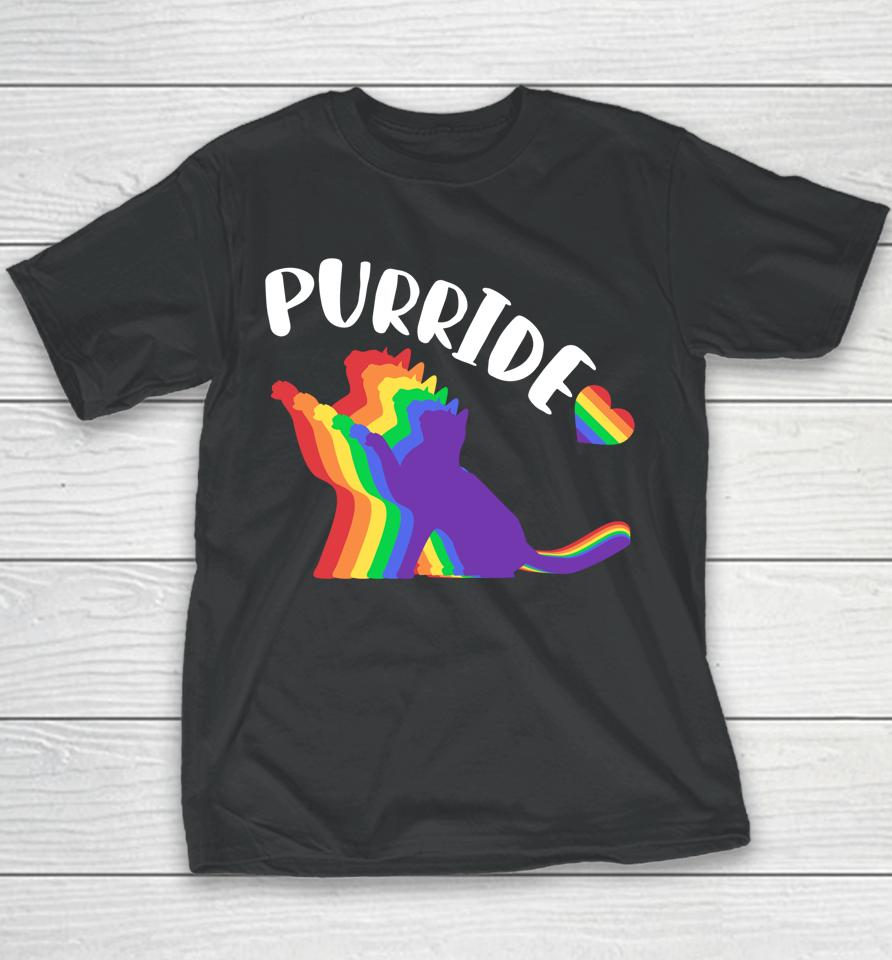 Purride Shirt Gay Pride Cat Shirt Pride Cat Shirt Cat Lgbtq Youth T-Shirt