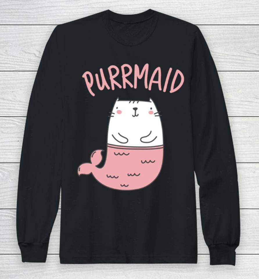 Purrmaid Mermaid Cat Cute Pink Cat Long Sleeve T-Shirt