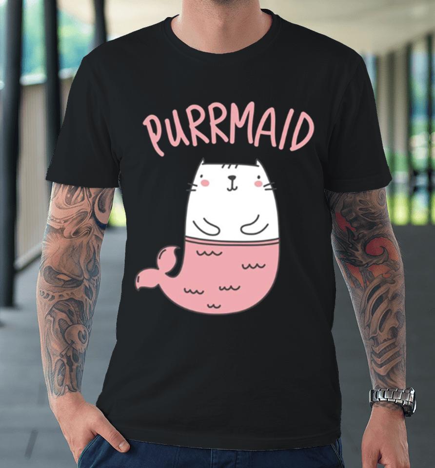 Purrmaid Mermaid Cat Cute Pink Cat Premium T-Shirt
