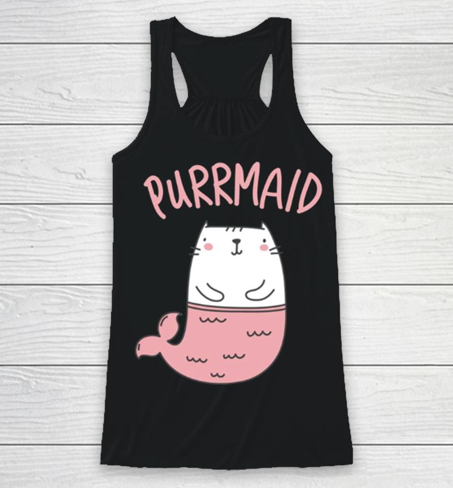 Purrmaid Mermaid Cat Cute Pink Cat Racerback Tank