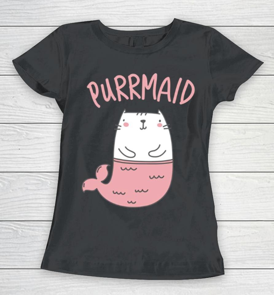 Purrmaid Mermaid Cat Cute Pink Cat Women T-Shirt