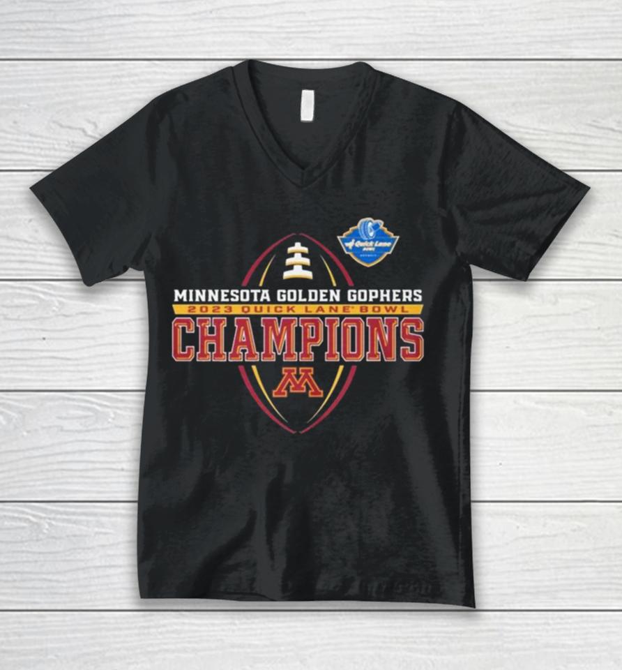 Qlb Champions Minnesota Golden Gophers Quick Lane Bowl 30 24 Unisex V-Neck T-Shirt