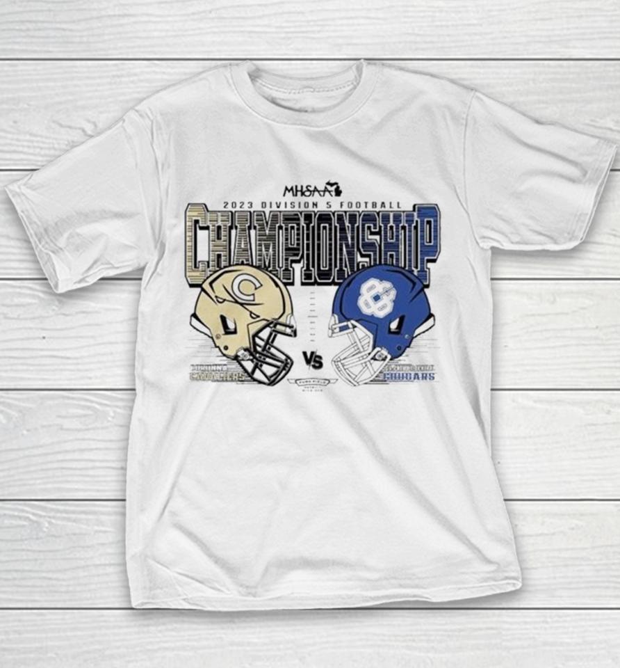 Quality Corunna Cavaliers Vs Gr Catholic Central Cougars 2023 Mhsaa Division 5 Football Championships Youth T-Shirt
