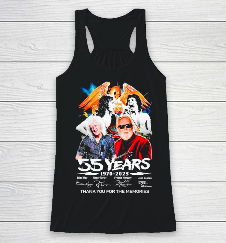 Queen Band 55 Years Of 1970 2025 Thank You For The Memories Racerback Tank