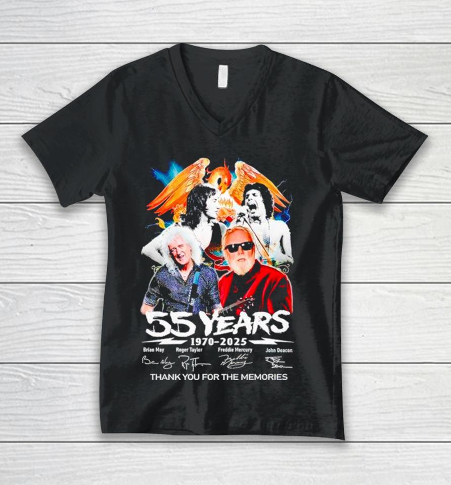 Queen Band 55 Years Of 1970 2025 Thank You For The Memories Unisex V-Neck T-Shirt